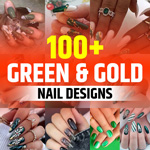 Gold and Green Nails