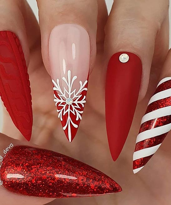 Gold and Red Christmas Nails