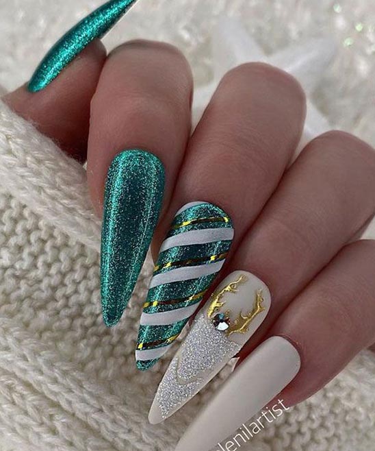 Gold and Red Christmas Nails