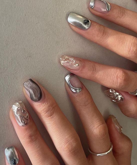 Gold and Silver Nail Design