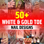 Gold and White Toe Nails