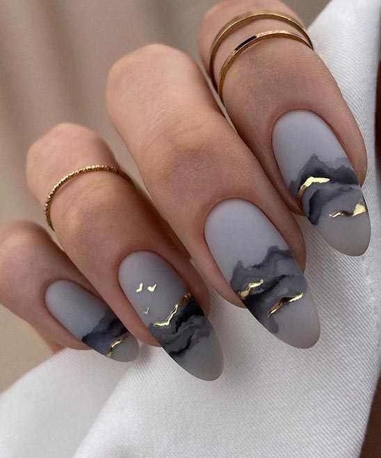Gray Almond Nails