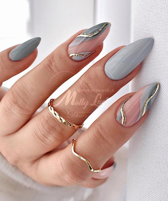 Gray Dip Nails