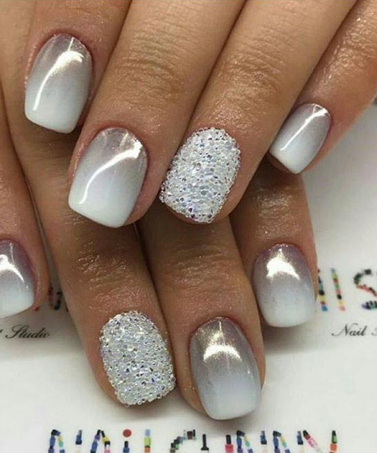 Gray Glitter Nails