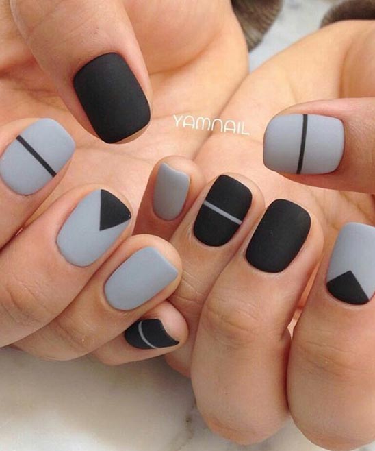 Gray Nails With Design