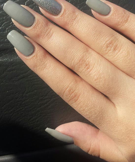 Gray Sparkly Nails