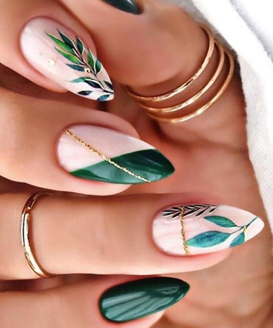 Green Black and White Nail Designs
