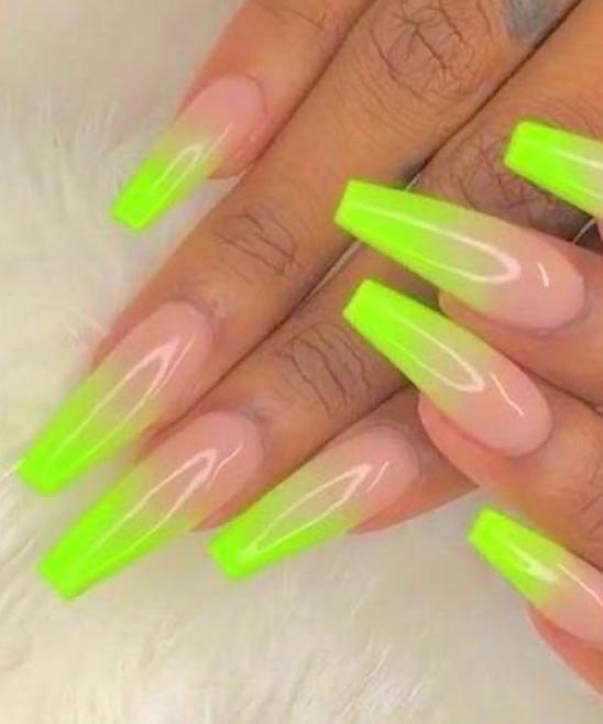 Green Ombre Coffin Nails