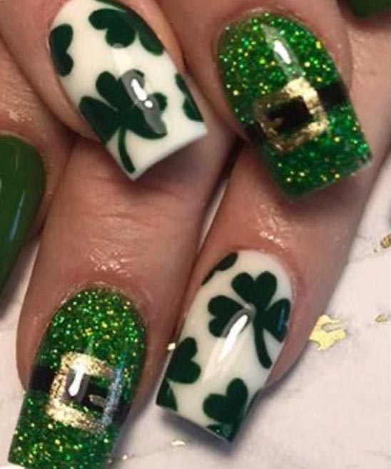 Green St Patricks Day Nails