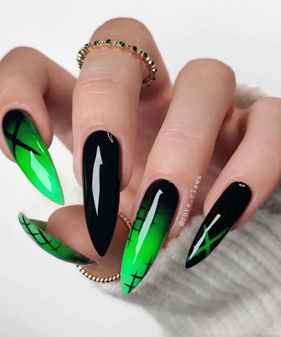 Green Stiletto Nails Design