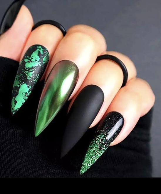 Green Stiletto Nails Designs