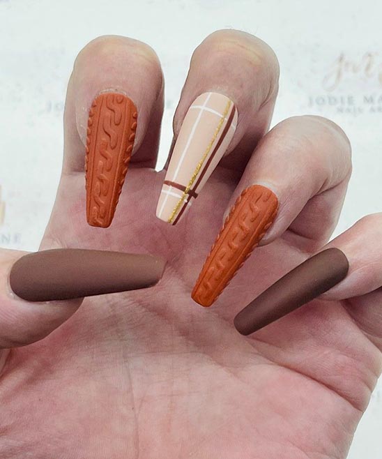 Green and Brown Fall Nails