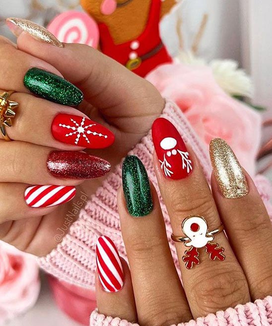 Green and Gold Fall Nails