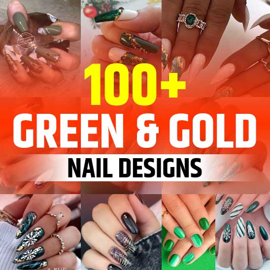 Green and Gold Nails