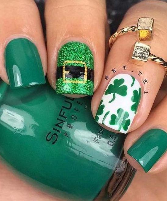 Green and Gold St Patrick's Day Nails