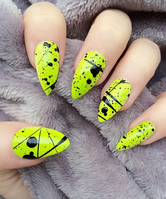 Green and Gold Stiletto Nails