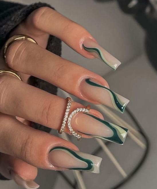 Green and Pink Coffin Nails