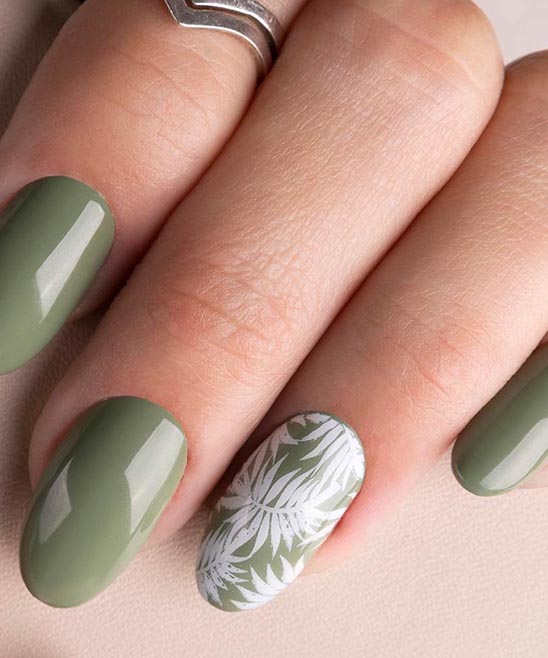 Green and White Marble Nails