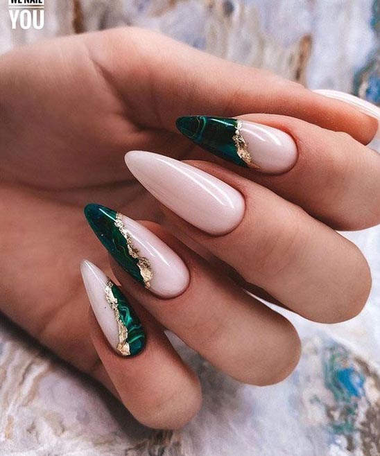 Green and White Nail Art Designs