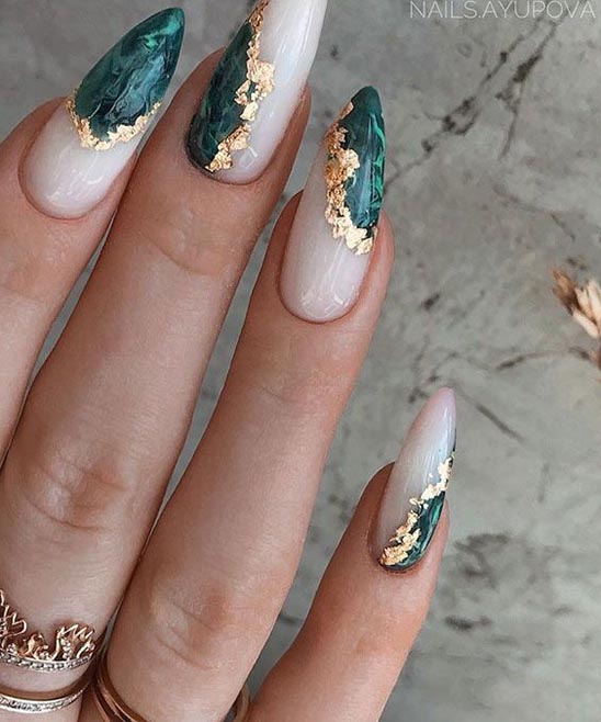Green and White Nail Ideas
