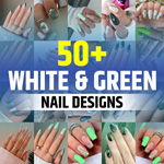 Green and White Nails