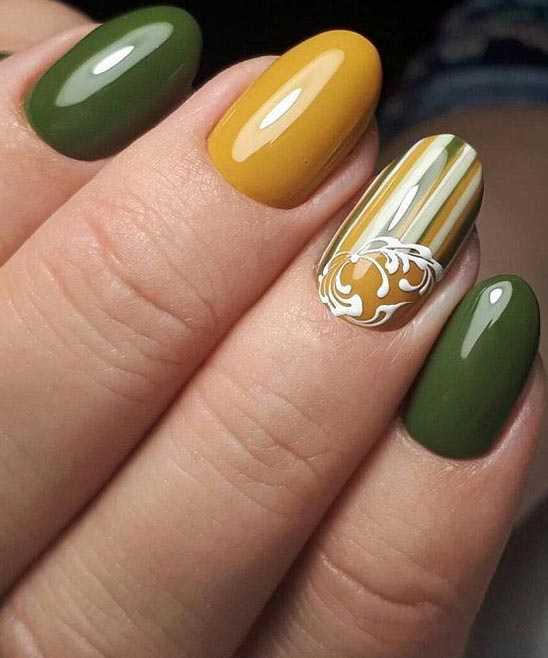 Green and White Ombre Nails