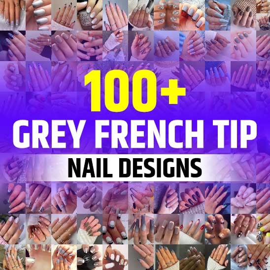 Grey French Tip Nails