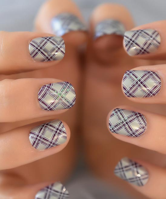 Grey Sparkle French Tip Nails