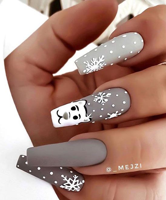 Grey and Silver Christmas Nails