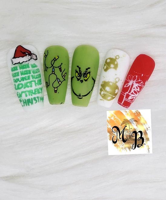 Grinch Face Nails