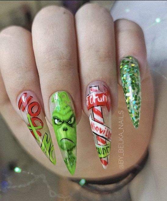 Grinch Finger Nail Designs