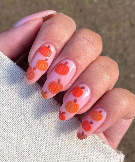 Halloween Pumpkin Nail Design
