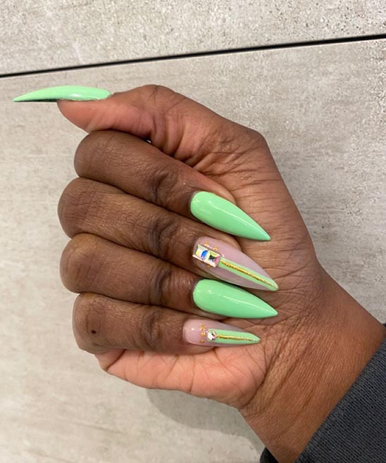 Halter Lime Green Stiletto Nails