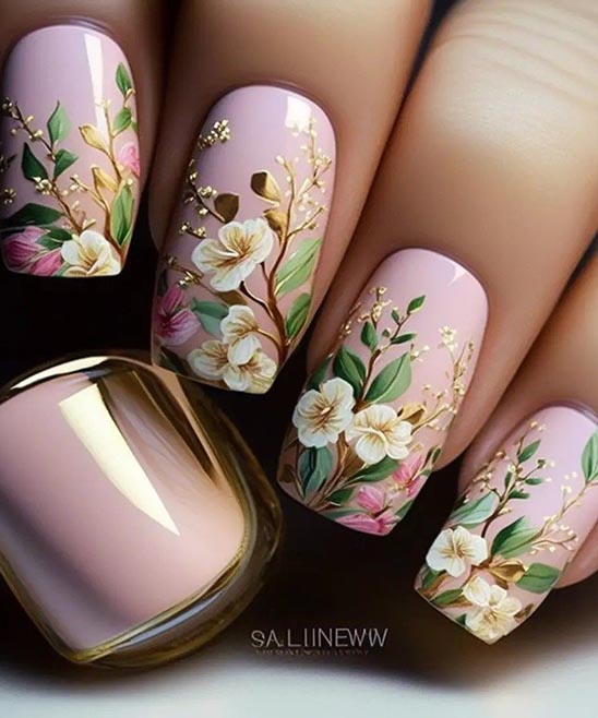 Hibiscus Flower Nail Design