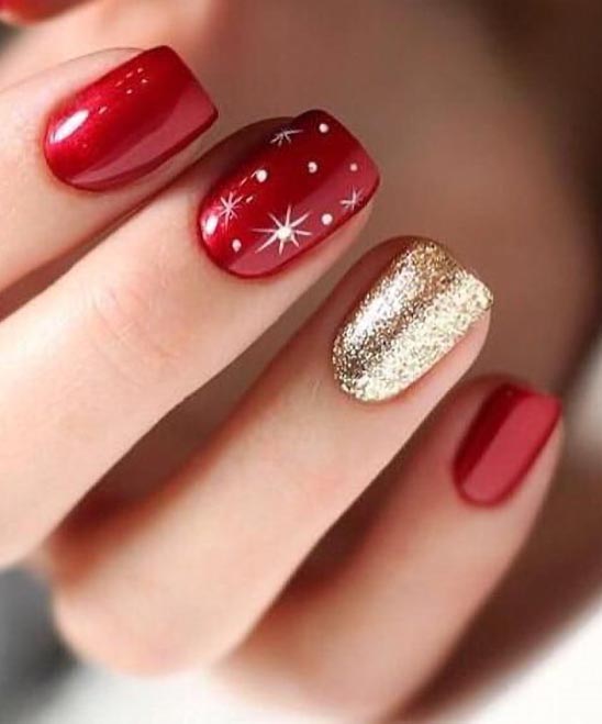 Holiday Nails Red and Gold