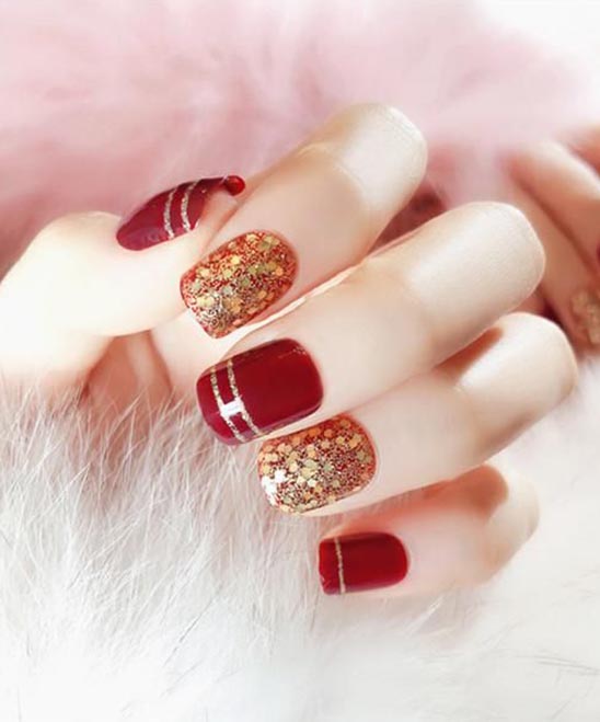 Holiday Red Glitter Nails