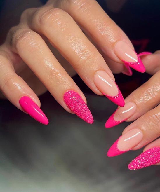 Hot Pink French Tip Acrylic Nails