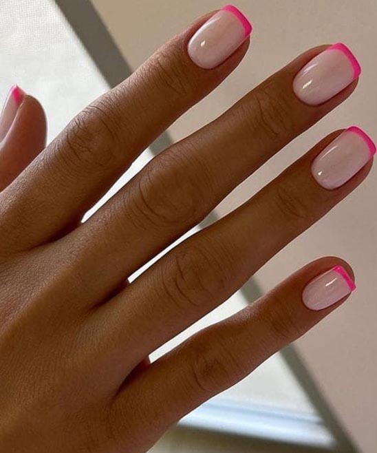 Hot Pink French Tip Acrylic Nails