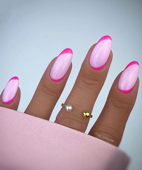 Hot Pink French Tip Coffin Nails