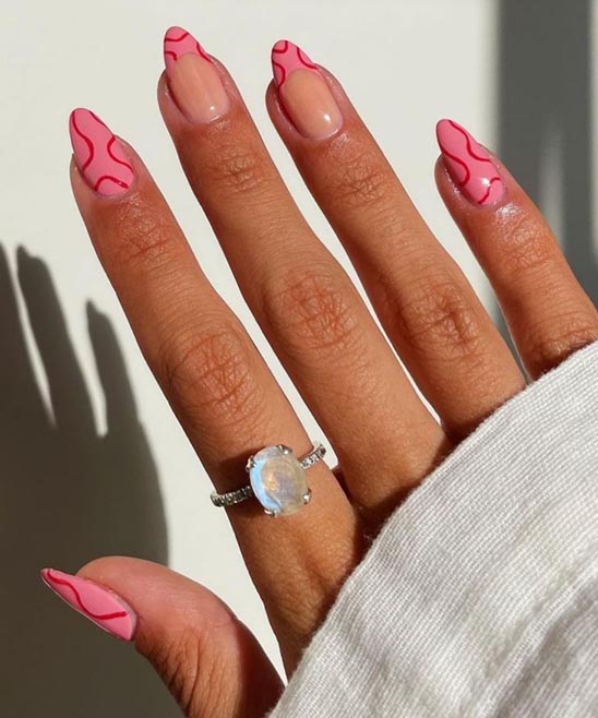 Hot Pink French Tip Nails Square