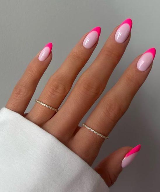 Hot Pink Nails French Tip