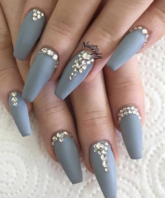 Hot Pink Nails With Rhinestones