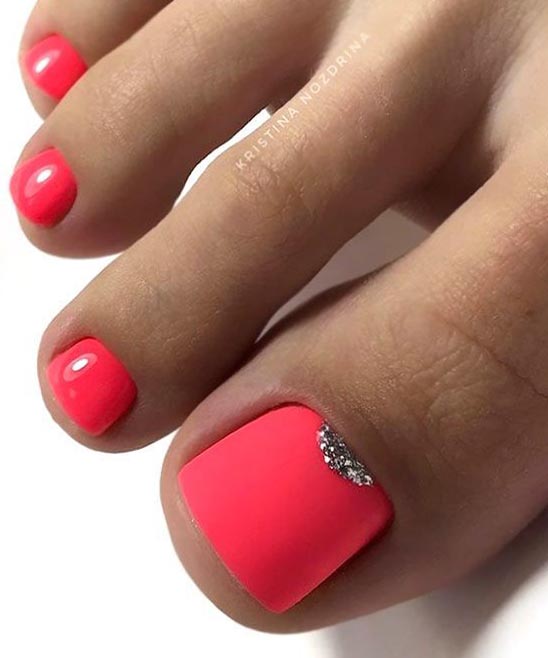 Hot Pink Toe Nails With Design