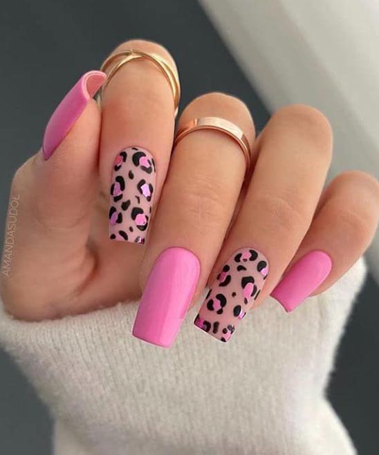 Hot Pink and Brown Nails