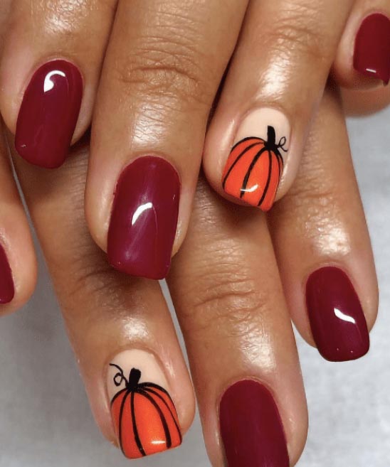 How to Draw Pumpkin on Nails