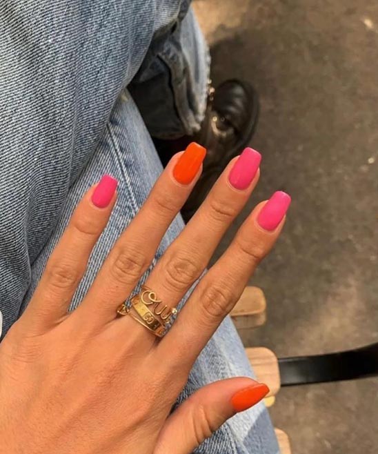 Kylie Jenner Pink and Orange Nails
