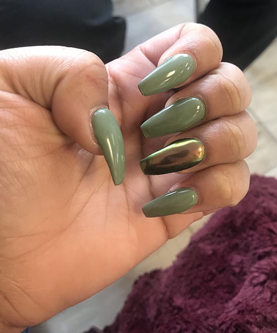 Light Olive Green Acrylic Nails