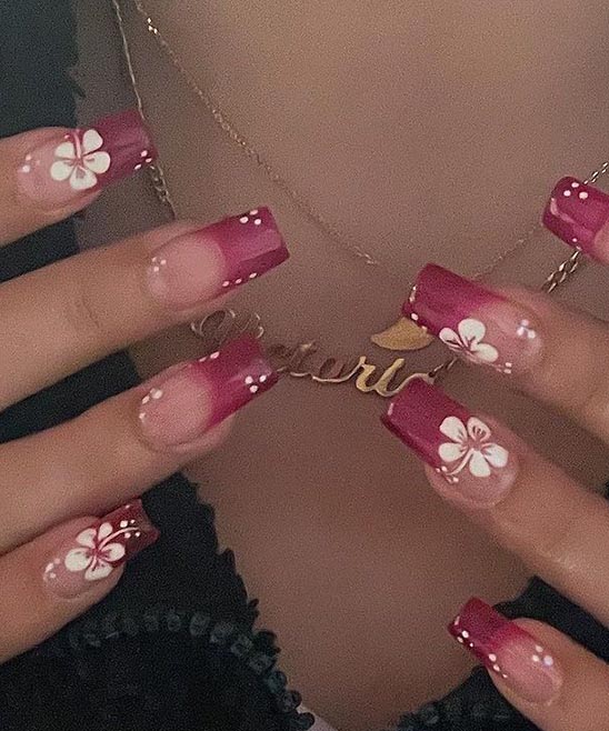 Light Pink Nails With Flower Design