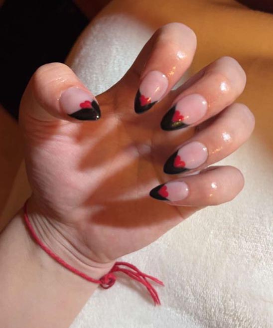 Light Pink and Black Valentine's Day Nail Designs