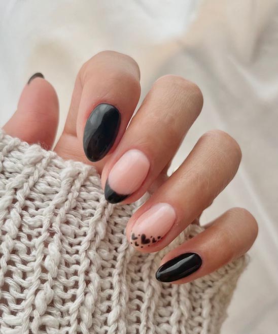 Light Pink and Black Valentine's Day Nail Designs